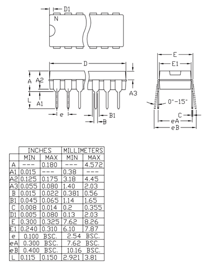 2D Model and Dimensions
